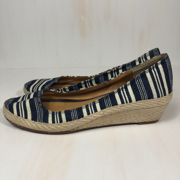 Lucky Brand Striped Espadrille Wedges Size 8 - Picture 2 of 6